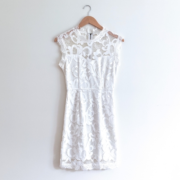 Sans Souci Dresses & Skirts - Sans Souci White Lace High Neck Dress